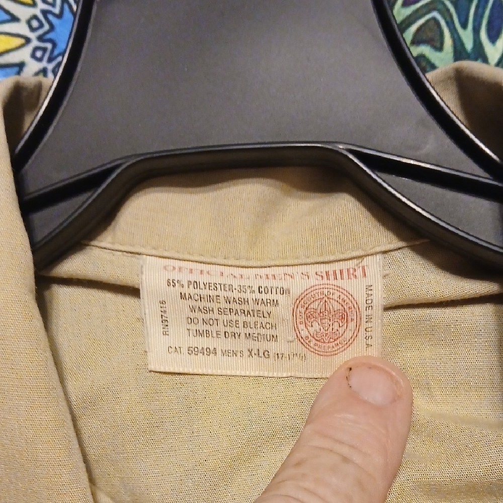 Men's Tan BSA  ASST. Scoutmaster XL Uniform Shirt - Picture 9 of 14